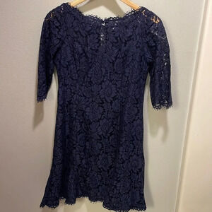Eliz J dark purple lace theee quarter length sleeve dress